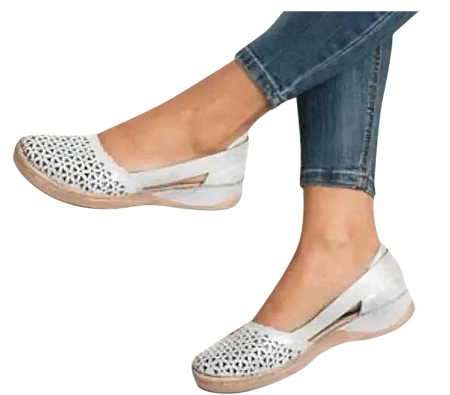 Cathalem Sandals for Women Dressy Summer, Women's Sandals Summer Comfy Closed Toe Slip On Flat Sandals