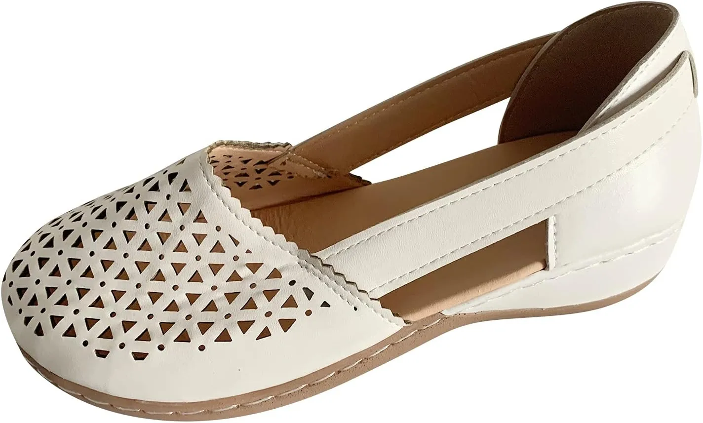 Cathalem Sandals for Women Dressy Summer, Women's Sandals Summer Comfy Closed Toe Slip On Flat Sandals