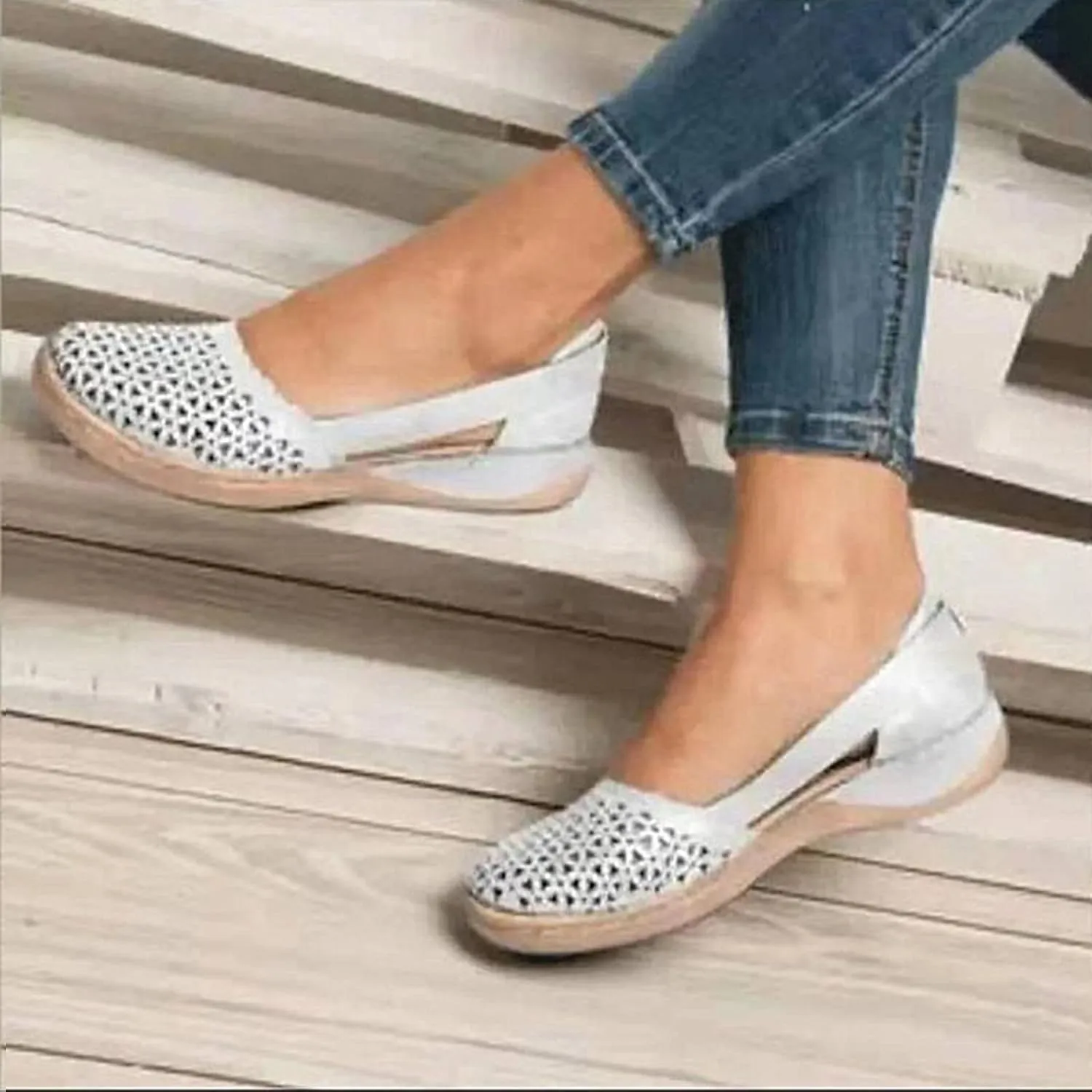 Cathalem Sandals for Women Dressy Summer, Women's Sandals Summer Comfy Closed Toe Slip On Flat Sandals