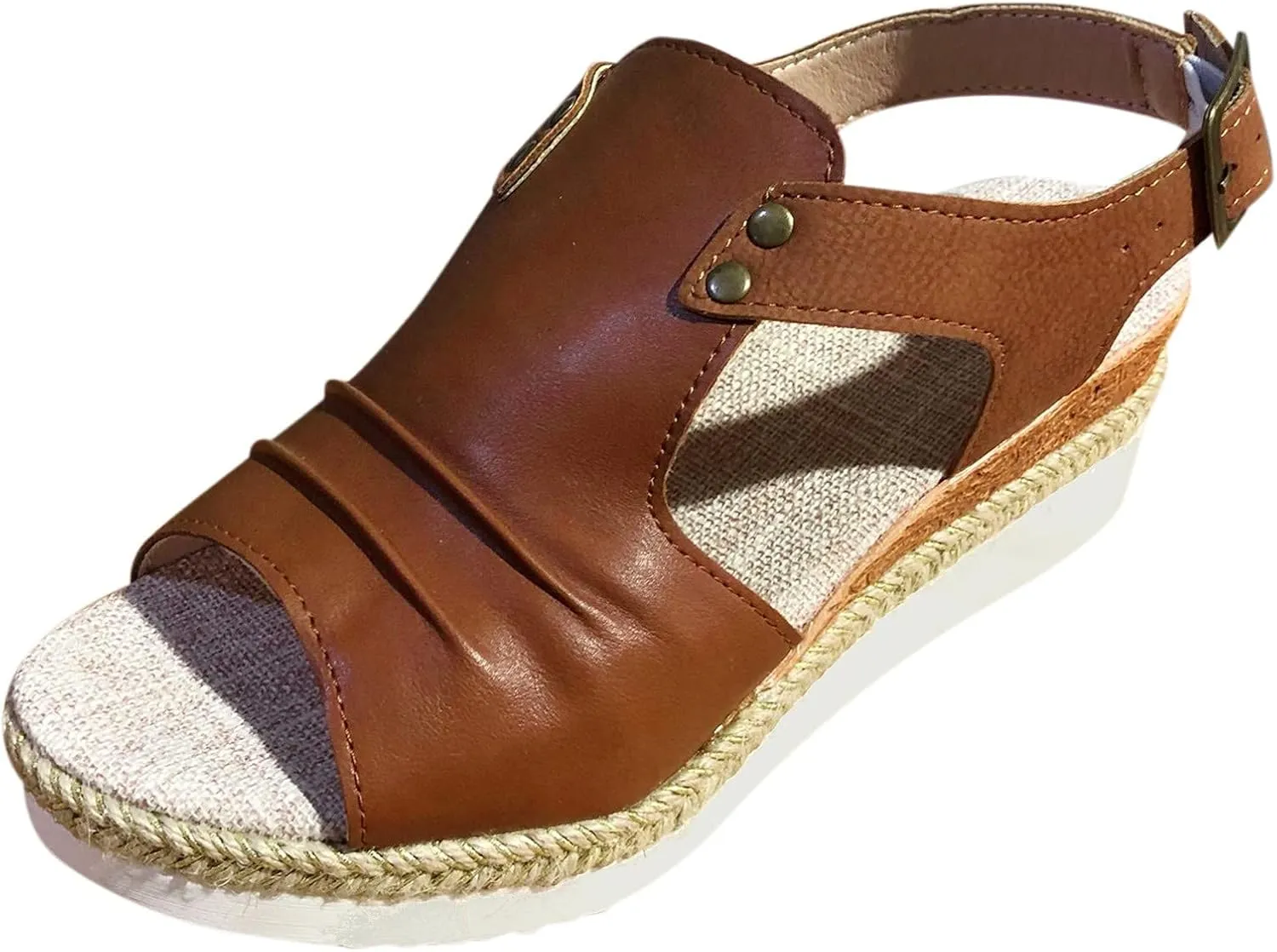 Cathalem Summer Sandals for Women 2024 Dressy Open Toe Ankle Strap Casual Low Heel Slip on Sandals Espadrille Sandals