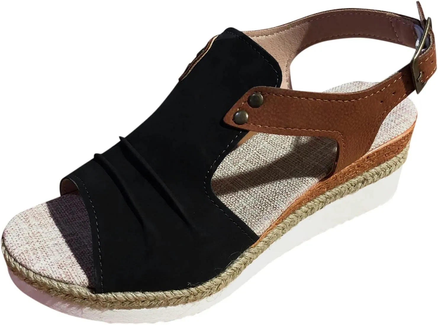 Cathalem Wedge Sandals for Women Dressy Summer Slide Platform Walking Sandals Mid Heel for Women Open Toe Ankle Strap Sandals