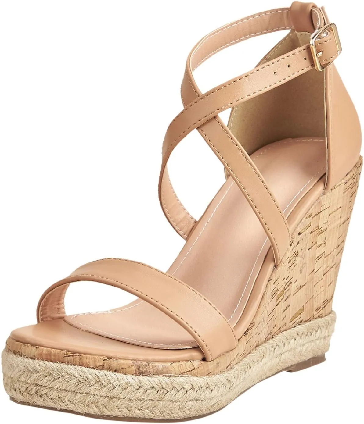 Cathalem Wedge Sandals for Women Summer Platform Flat Sandals Ladies Outside Open Toe Ankle Wrap Sandals Beach Outdoor Sandals