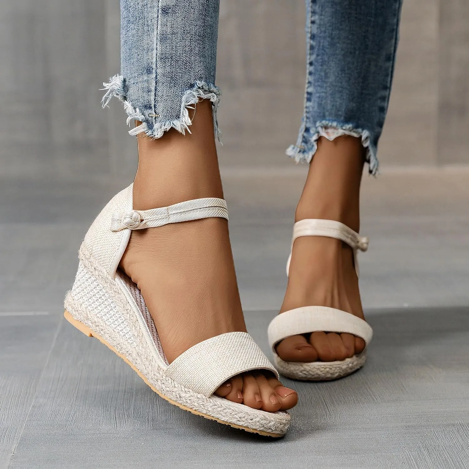 Cathalem Wedge Sandals for Women, Women's Ankle Strap Closed Toe Heels Sandals Casual Platform Buckle Strap Breathable Summer Sandals