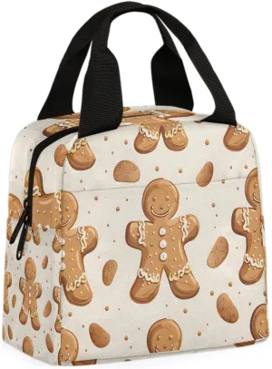 Christmas Gingerbread Lunch Bag Cute Gingerbread Tote Lunch Bag Reusable Lunch Box Leakproof Cooler Bag