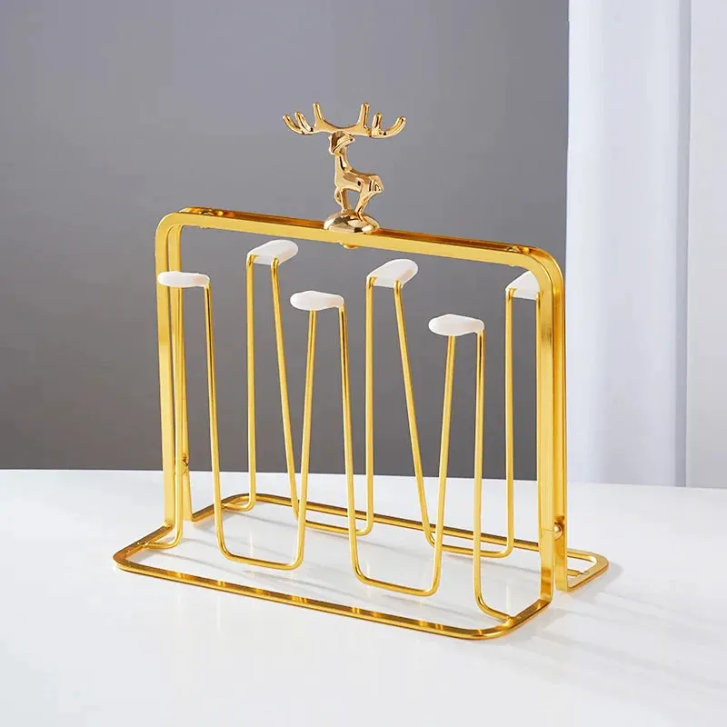 Christmas Reindeer Cup Holder Set for Drying and Displaying Glasses