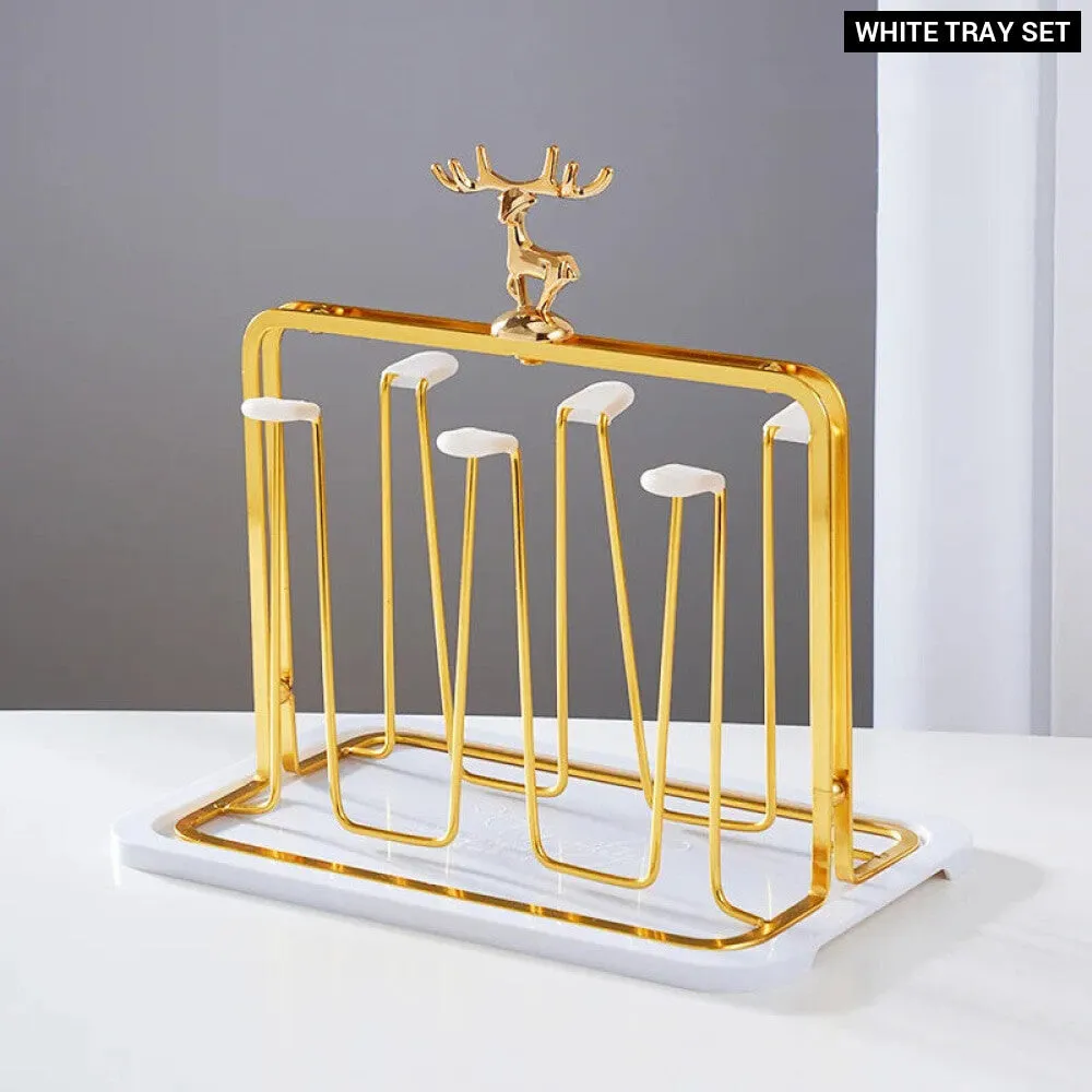 Christmas Reindeer Cup Holder Set for Drying and Displaying Glasses