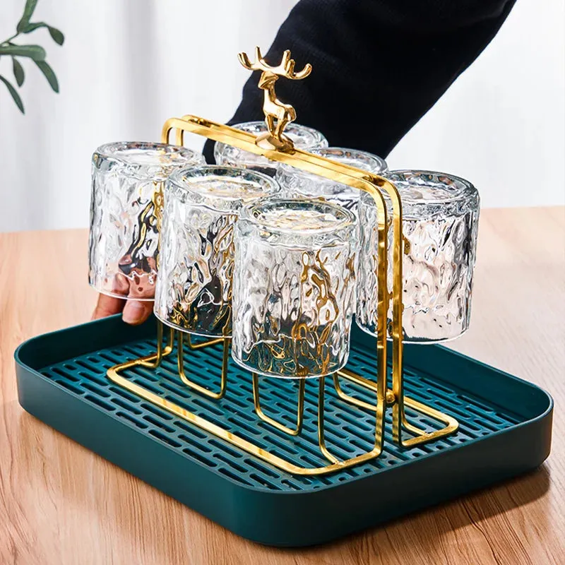 Christmas Reindeer Cup Holder Set for Drying and Displaying Glasses