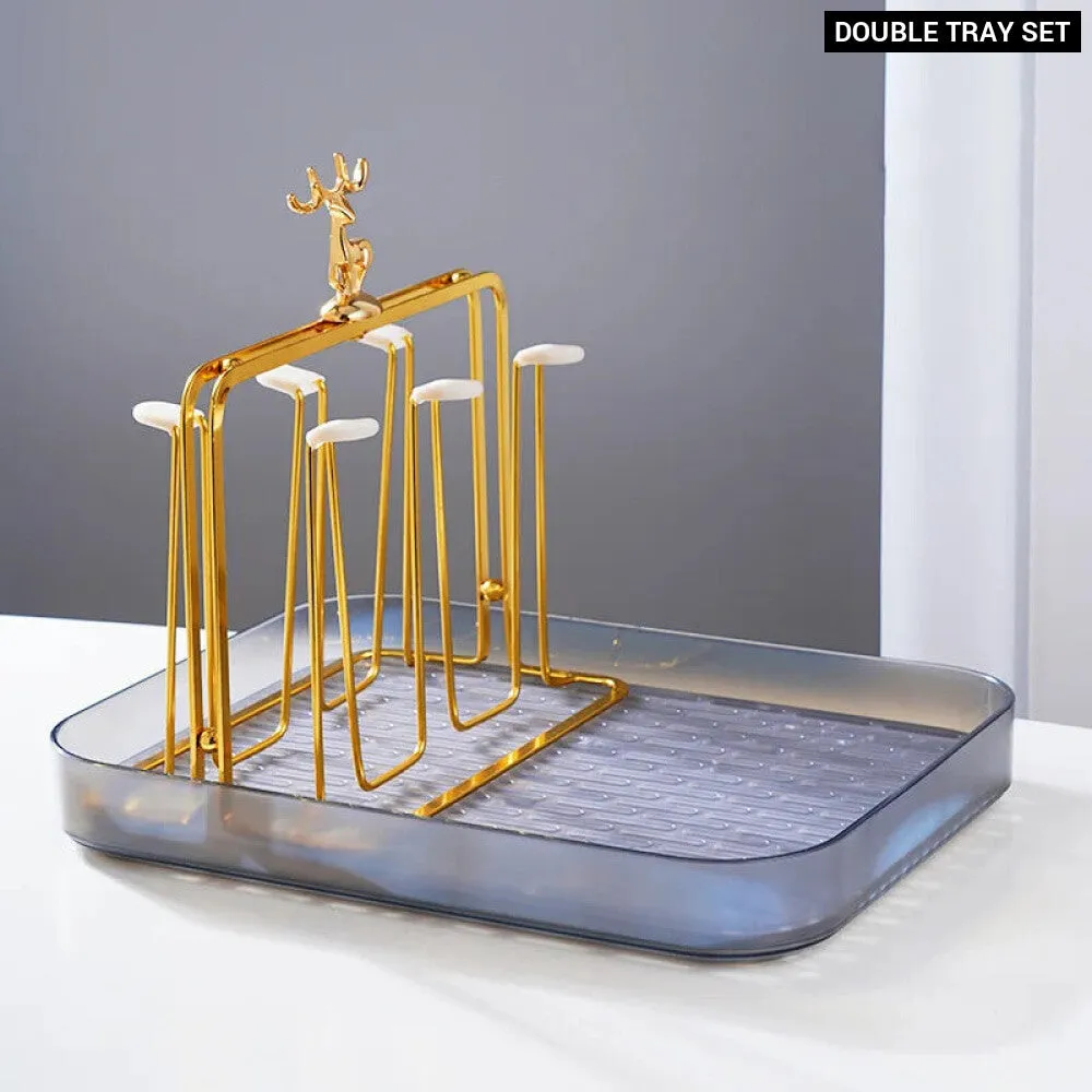 Christmas Reindeer Cup Holder Set for Drying and Displaying Glasses