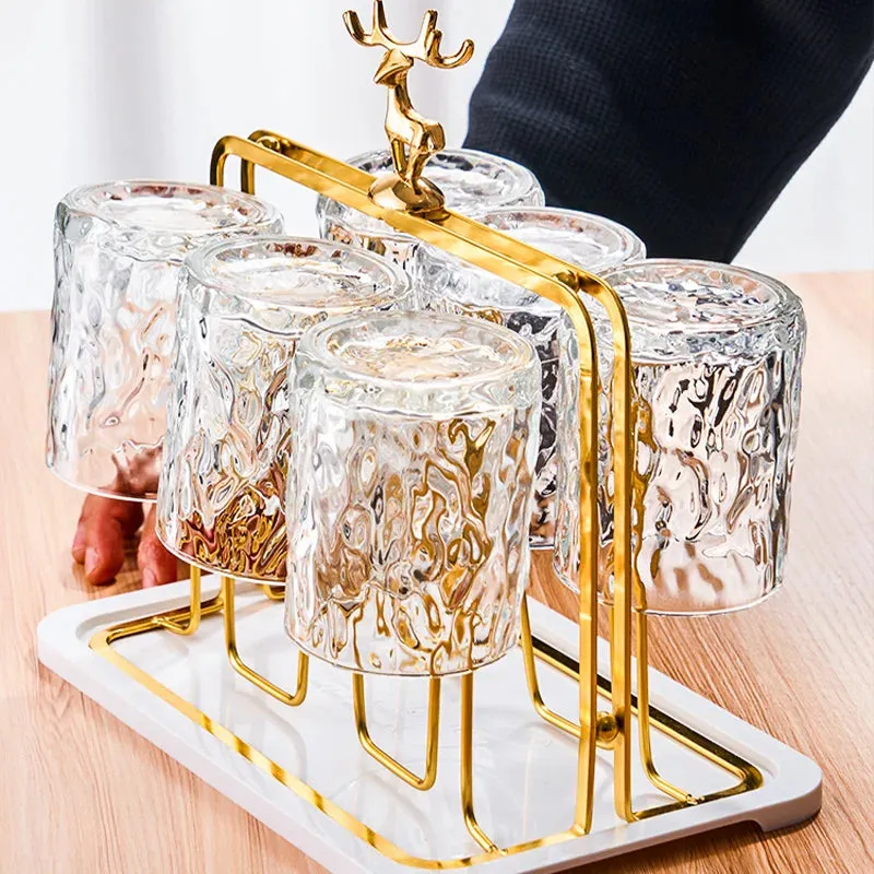 Christmas Reindeer Cup Holder Set for Drying and Displaying Glasses