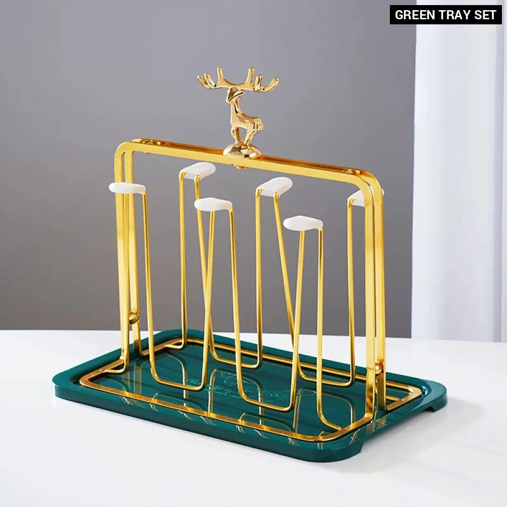 Christmas Reindeer Cup Holder Set for Drying and Displaying Glasses