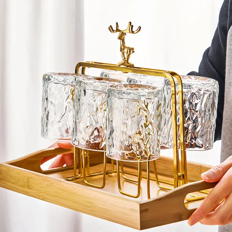 Christmas Reindeer Cup Holder Set for Drying and Displaying Glasses