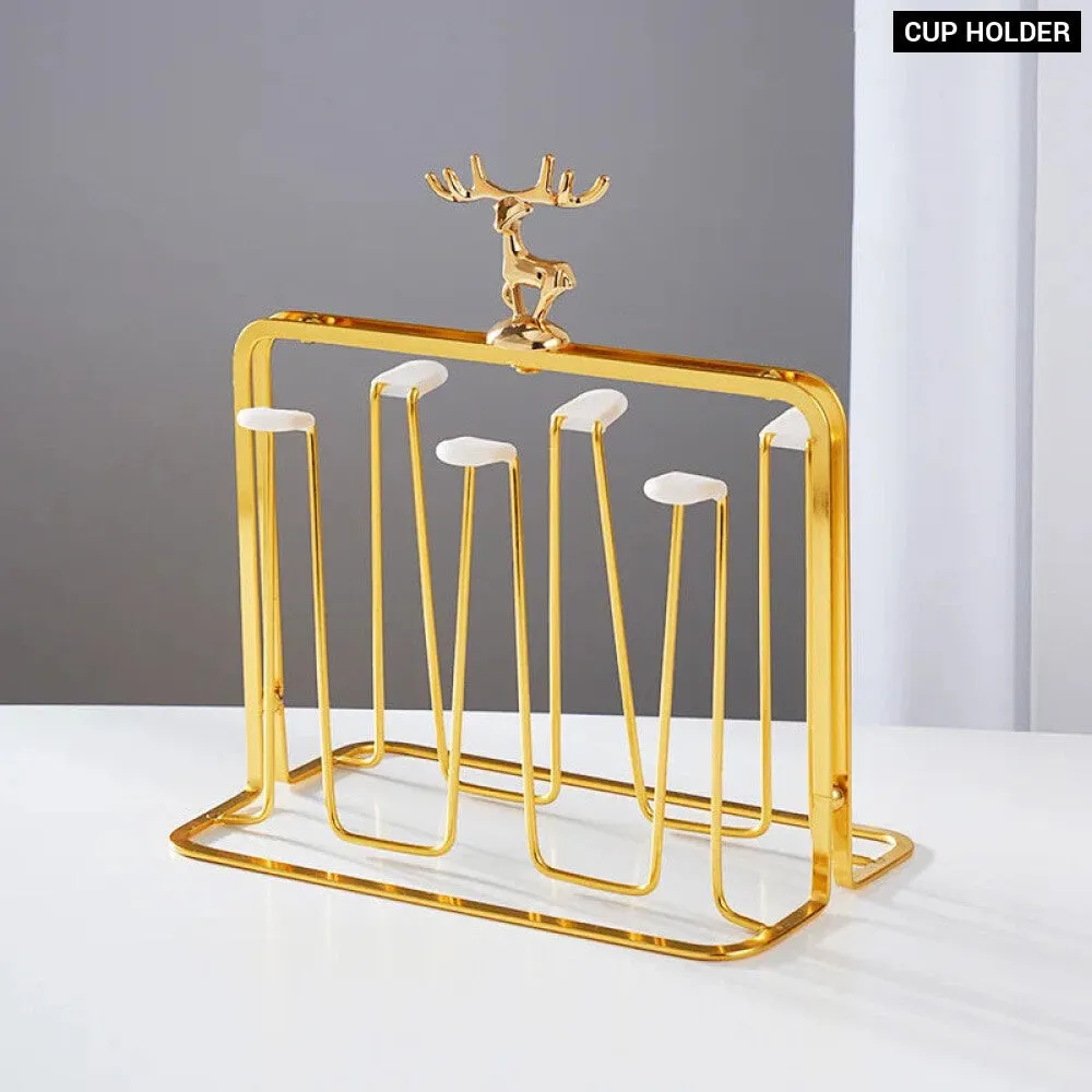 Christmas Reindeer Cup Holder Set for Drying and Displaying Glasses