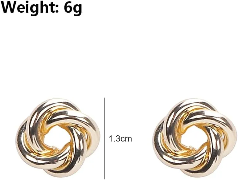 Chunky Gold Knot Statement Stud Earrings for Women Fashion Geometric Irregular Dangle Drop Earrings Twisted Earrings Lightweight Jewelry