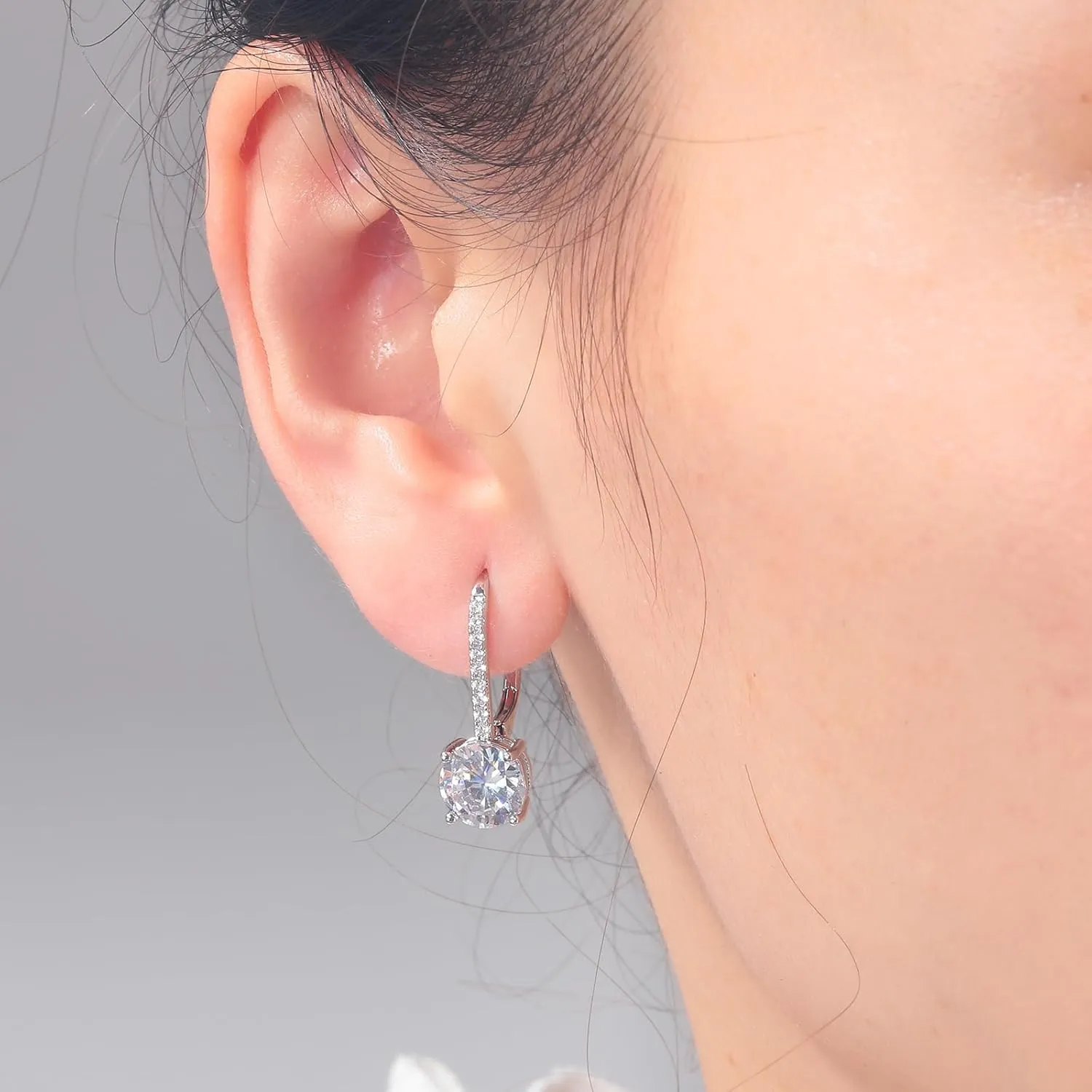 CiNily Round Cut Drop Dangle Earrings for Women Hypoallergenic, Multi-color Cubic Zirconia Earrings Diamond Dangle Earrings Jewelry Gifts for Mothers Day 14K White Gold, Yellow Gold, Rose Gold