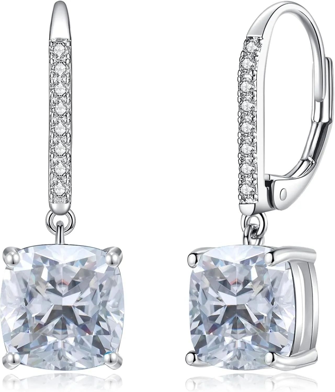 CiNily Square-cut Drop Dangle Earrings for Women Hypoallergenic, Multi-color Cubic Zirconia Earrings Diamond Dangle Earrings Jewelry Gifts for Mothers Day 14K White Gold, Yellow Gold, Rose Gold