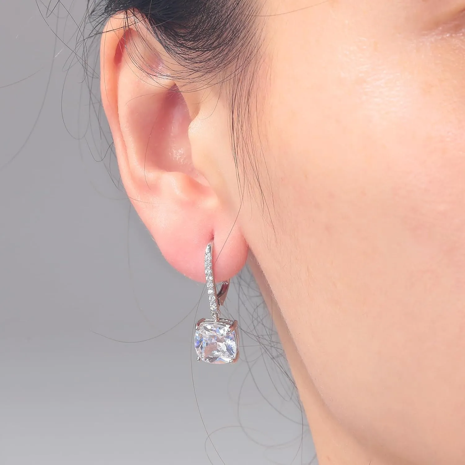 CiNily Square-cut Drop Dangle Earrings for Women Hypoallergenic, Multi-color Cubic Zirconia Earrings Diamond Dangle Earrings Jewelry Gifts for Mothers Day 14K White Gold, Yellow Gold, Rose Gold