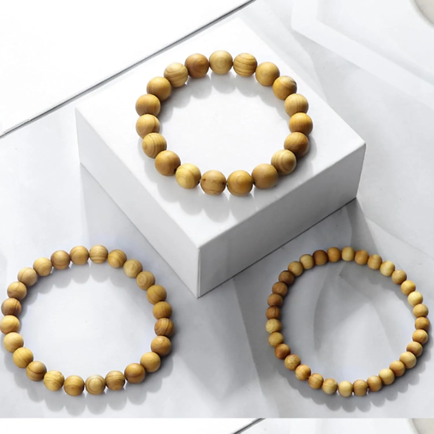 Cliff Cypress Wooden Beads Bracelets for Women Men Handmade Beaded Bracelets 6/8/10mm