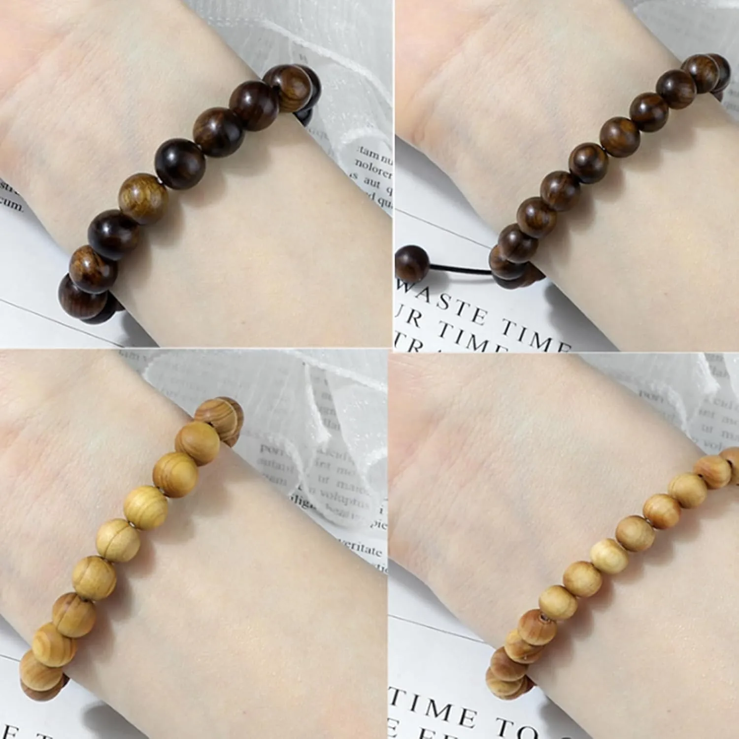 Cliff Cypress Wooden Beads Bracelets for Women Men Handmade Beaded Bracelets 6/8/10mm