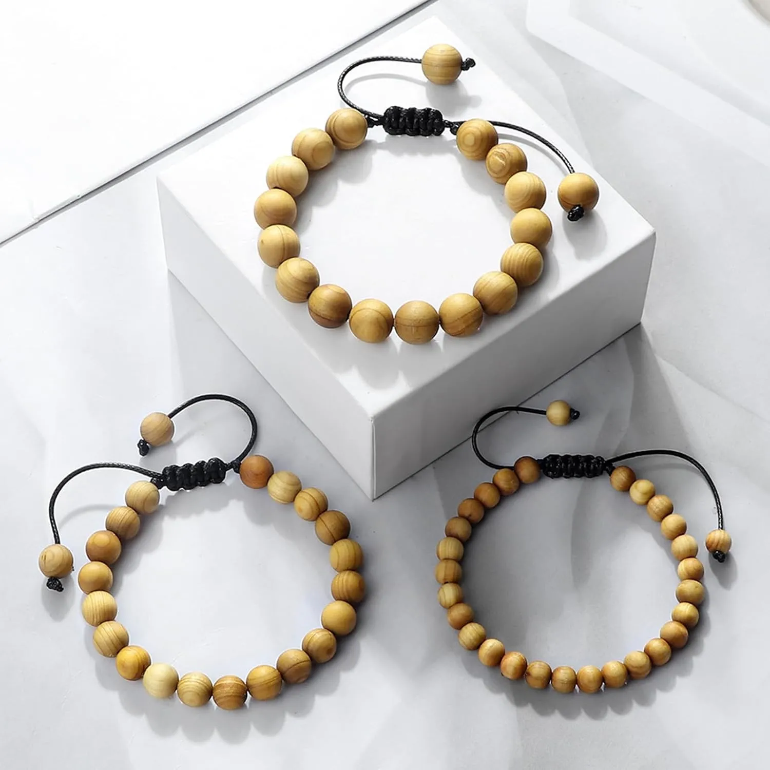 Cliff Cypress Wooden Beads Bracelets for Women Men Handmade Beaded Bracelets 6/8/10mm