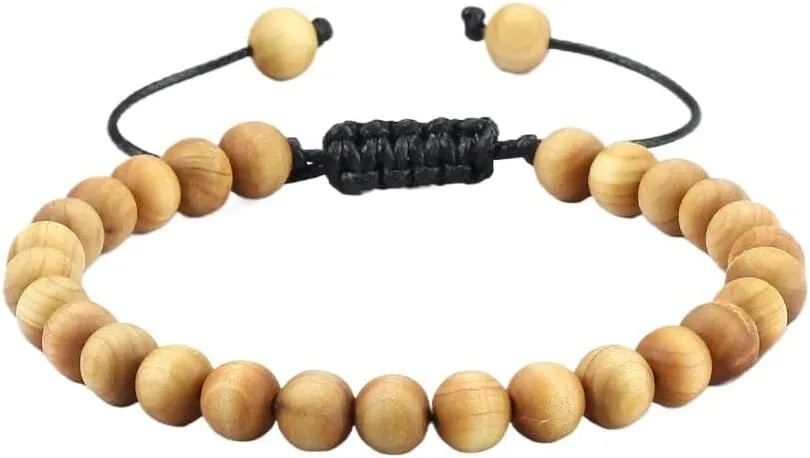 Cliff Cypress Wooden Beads Bracelets Women Men men beaded bracelet Handmade Stretch Bracelets Yoga Jewelry 6/8/10mm