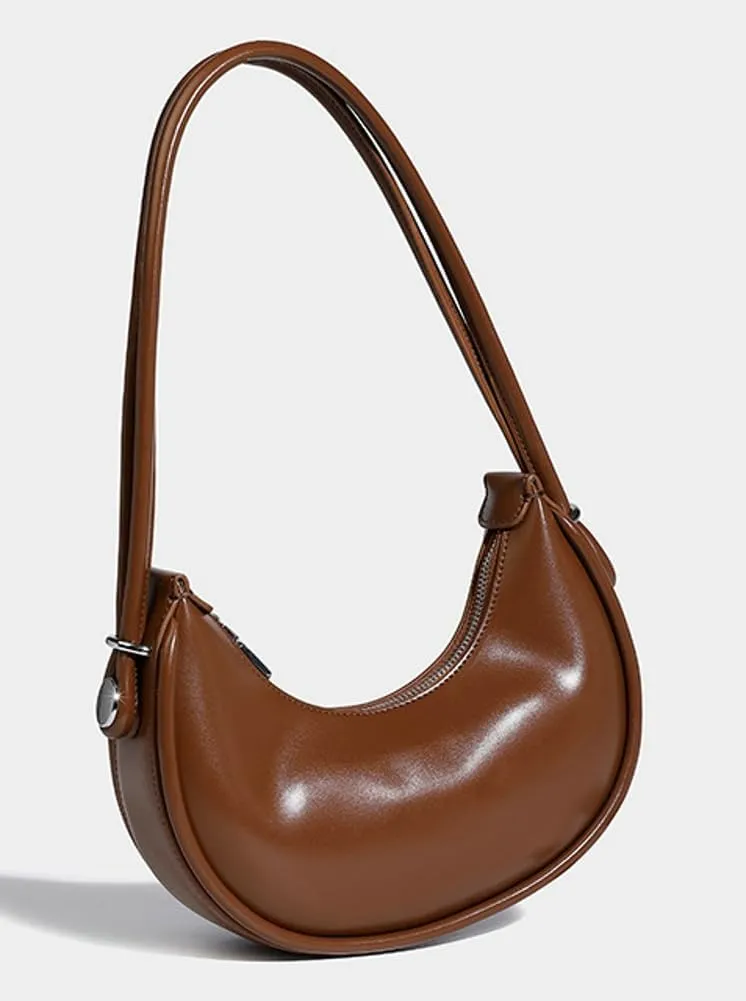 Crescent Purses for Women Shoulder Tote Bag Y2k PU Leather Handbags Small Dumpling Top Handle Satchel