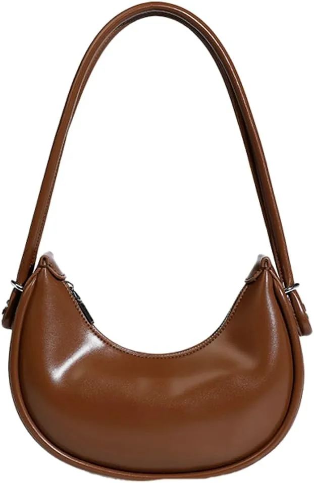 Crescent Purses for Women Shoulder Tote Bag Y2k PU Leather Handbags Small Dumpling Top Handle Satchel