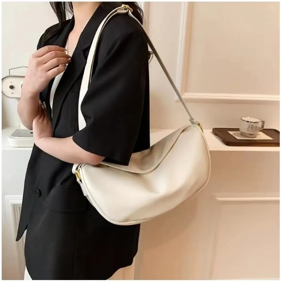 Crossbody Bag for Women Large PU Leather Shoulder Purse Casual Hobo Crossbody Handbag Crescent Bags Satchel Dumpling Bag