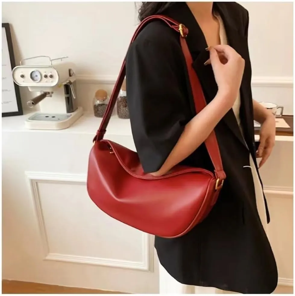 Crossbody Bag for Women Large PU Leather Shoulder Purse Casual Hobo Crossbody Handbag Crescent Bags Satchel Dumpling Bag