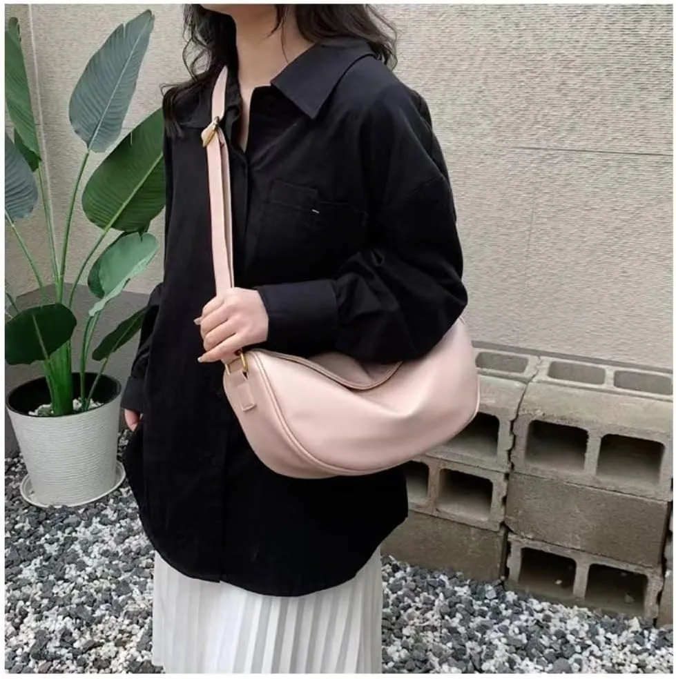 Crossbody Bag for Women Large PU Leather Shoulder Purse Casual Hobo Crossbody Handbag Crescent Bags Satchel Dumpling Bag