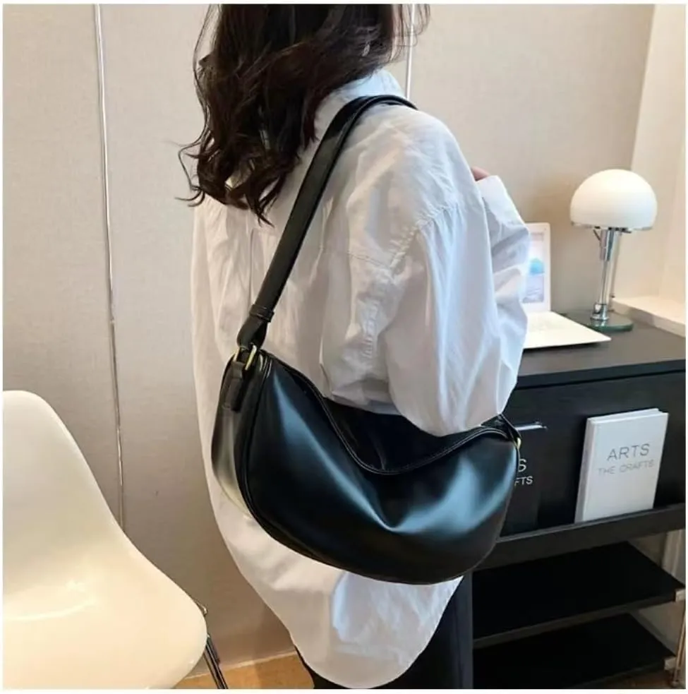Crossbody Bag for Women Large PU Leather Shoulder Purse Casual Hobo Crossbody Handbag Crescent Bags Satchel Dumpling Bag