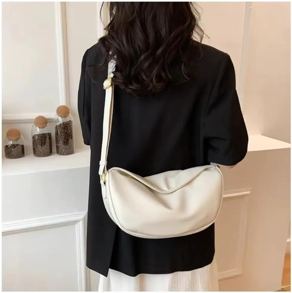 Crossbody Bag for Women Large PU Leather Shoulder Purse Casual Hobo Crossbody Handbag Crescent Bags Satchel Dumpling Bag