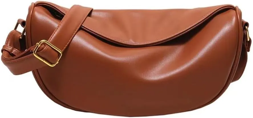 Crossbody Bag for Women Large PU Leather Shoulder Purse Casual Hobo Crossbody Handbag Crescent Bags Satchel Dumpling Bag