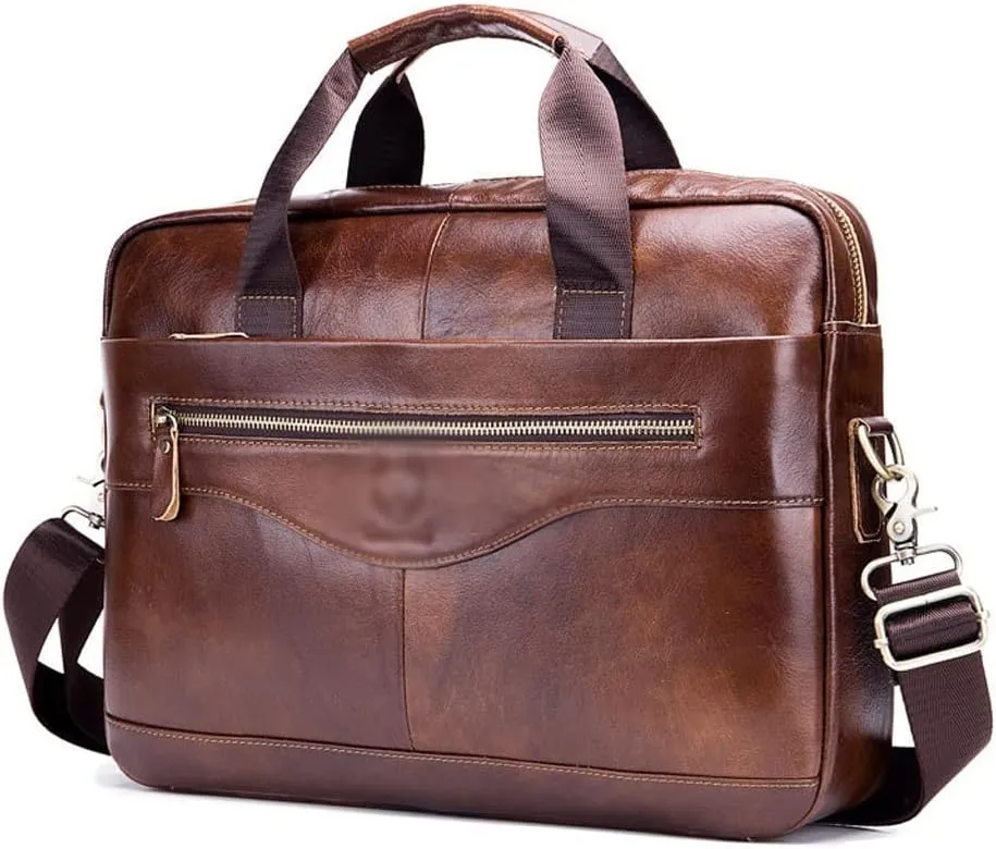 CSCDD Large Capacity Vintage Messenger Bag Leather Men's Briefcase Tote Envelope Bag Computer Bag(D)