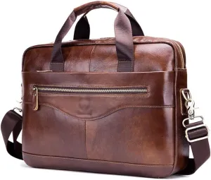 CSCDD Large Capacity Vintage Messenger Bag Leather Men's Briefcase Tote Envelope Bag Computer Bag(D)