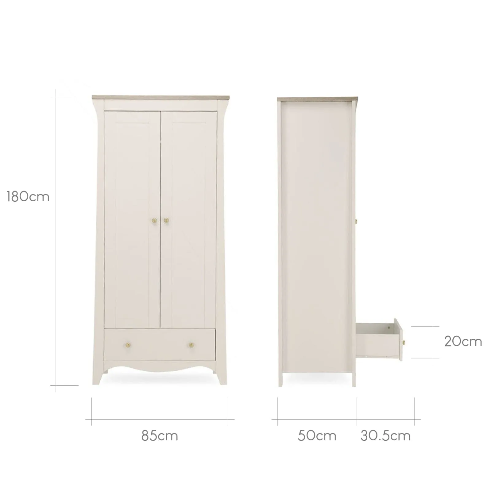 CuddleCo Clara 3 Piece Nursery Furniture Set - Cashmere/Ash