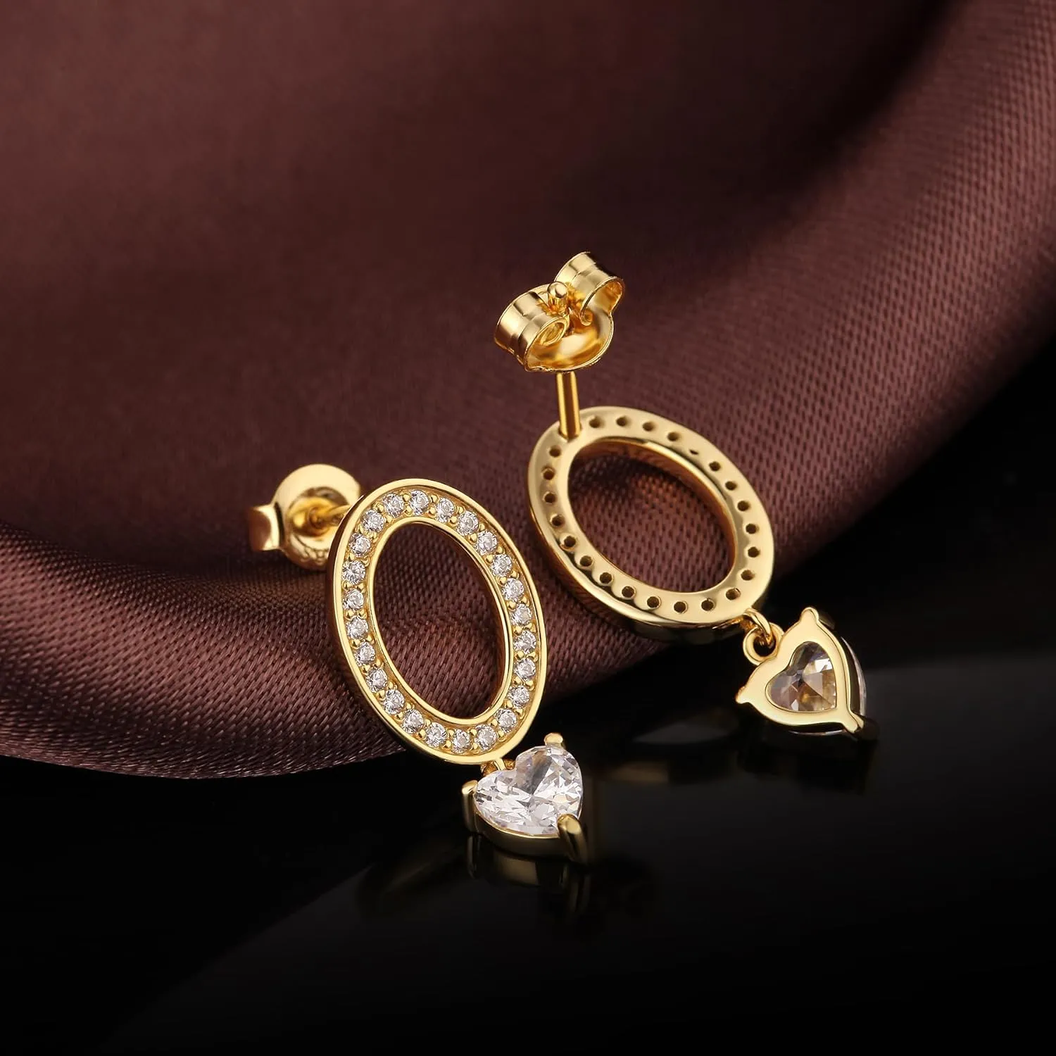 Dainty Dangle Drop Earrings for Women, 18K White Gold Plated Small Tear Drop Dangle Stud Earrings 925 Sterling Silver Cubic Zirconia Drop Earrings Hypoallergenic Earrings