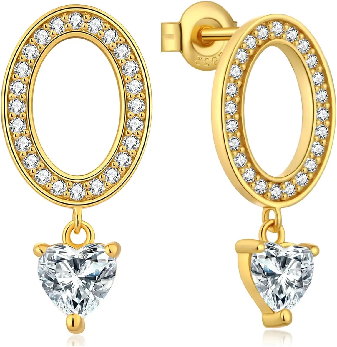 Dainty Dangle Drop Earrings for Women, 18K White Gold Plated Small Tear Drop Dangle Stud Earrings 925 Sterling Silver Cubic Zirconia Drop Earrings Hypoallergenic Earrings