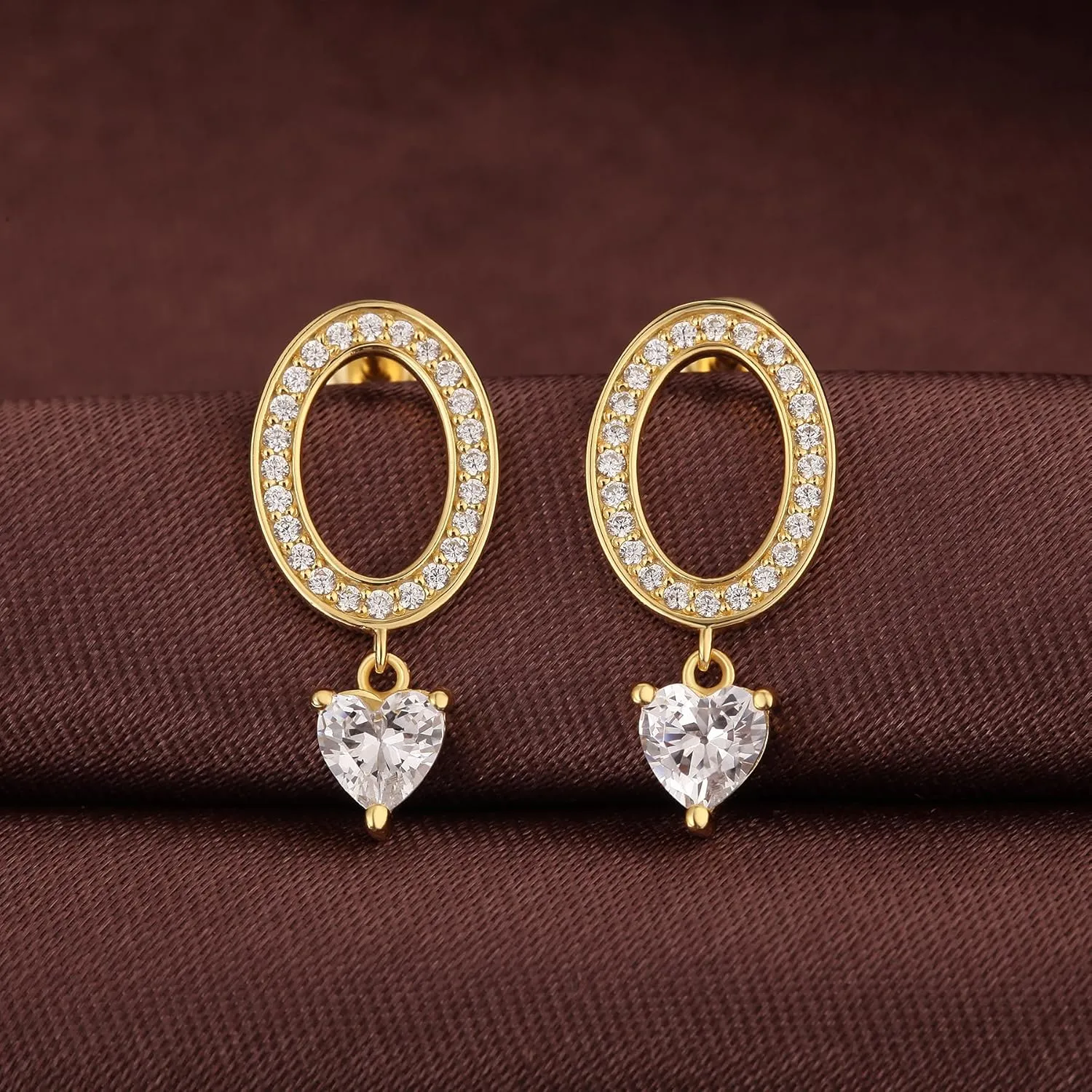 Dainty Dangle Drop Earrings for Women, 18K White Gold Plated Small Tear Drop Dangle Stud Earrings 925 Sterling Silver Cubic Zirconia Drop Earrings Hypoallergenic Earrings
