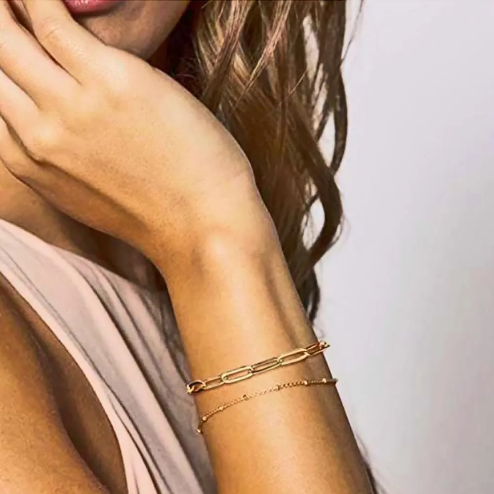 Dainty Gold Bracelets for Women, 14K Gold Filled Adjustable Layered Bracelet Cute Oval Chain Pearl Bar Turtle Gold Bracelets for Women Jewelry