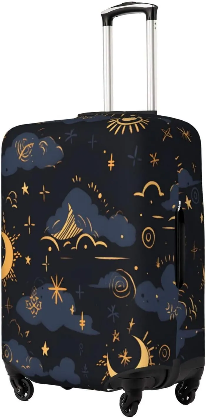 Dark Night Golden Starry Sky Element Moon And Stars Luggage Cover Suitcase Cover Protector Travel Suitcase Cover