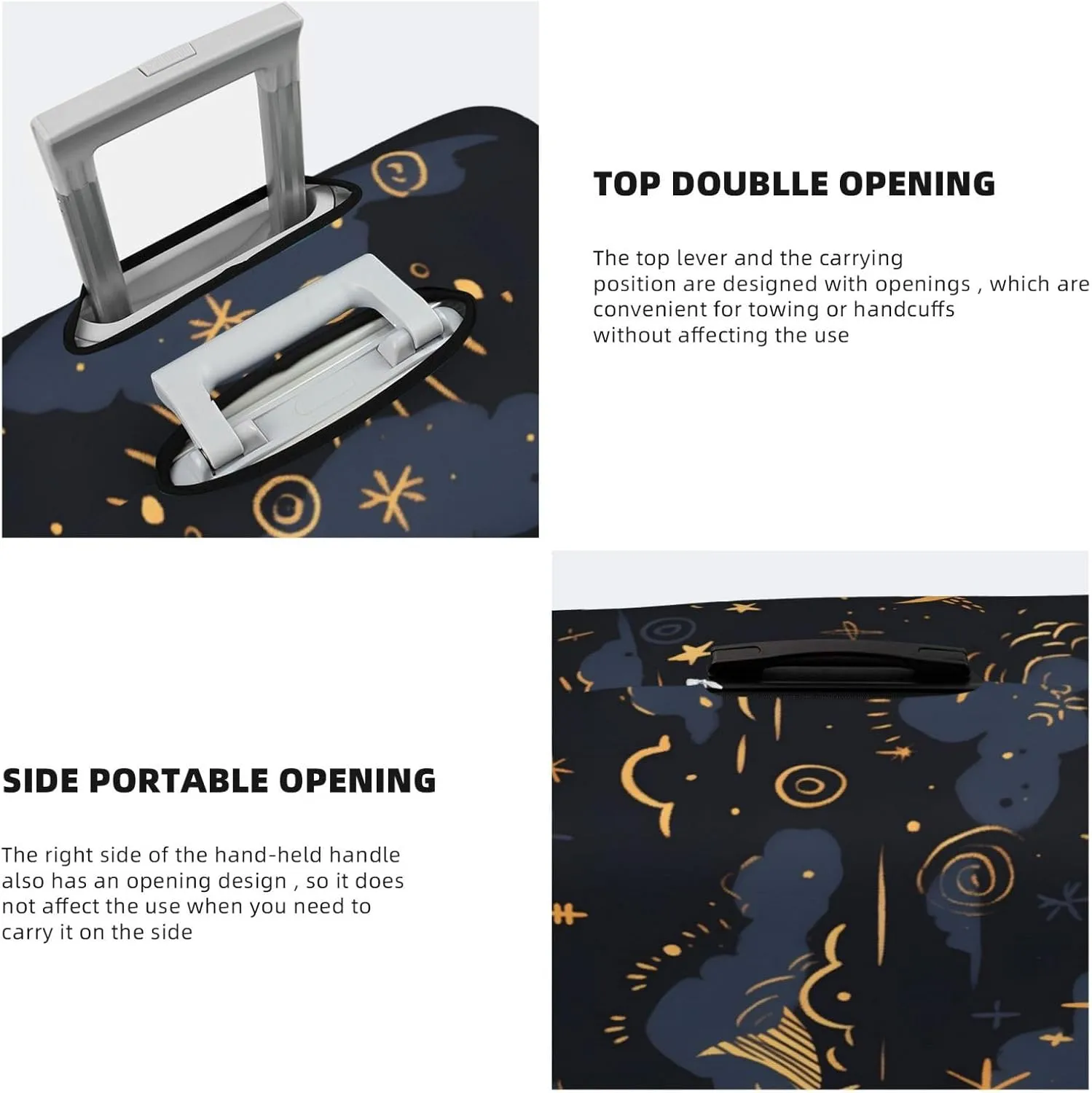 Dark Night Golden Starry Sky Element Moon And Stars Luggage Cover Suitcase Cover Protector Travel Suitcase Cover