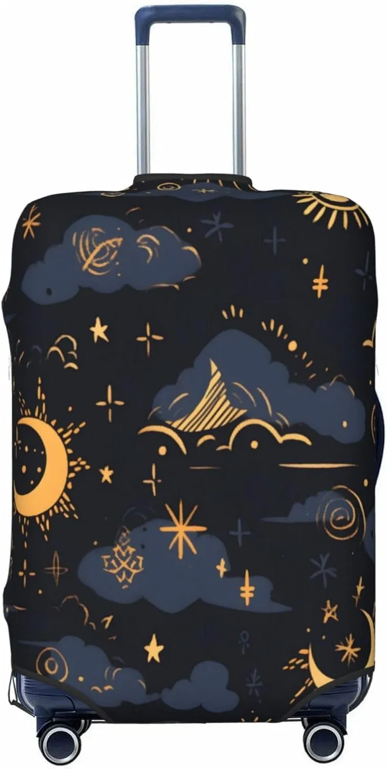 Dark Night Golden Starry Sky Element Moon And Stars Luggage Cover Suitcase Cover Protector Travel Suitcase Cover