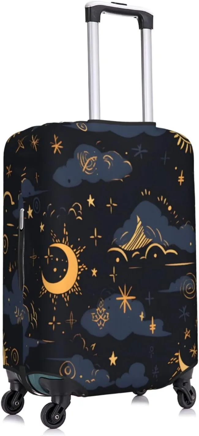Dark Night Golden Starry Sky Element Moon And Stars Luggage Cover Suitcase Cover Protector Travel Suitcase Cover