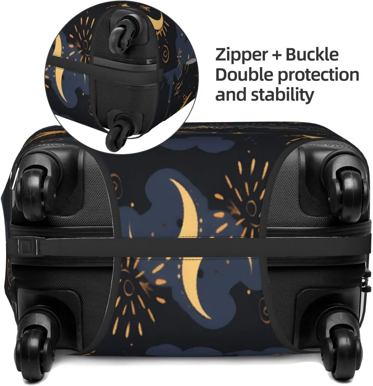 Dark Night Golden Starry Sky Element Moon And Stars Luggage Cover Suitcase Cover Protector Travel Suitcase Cover