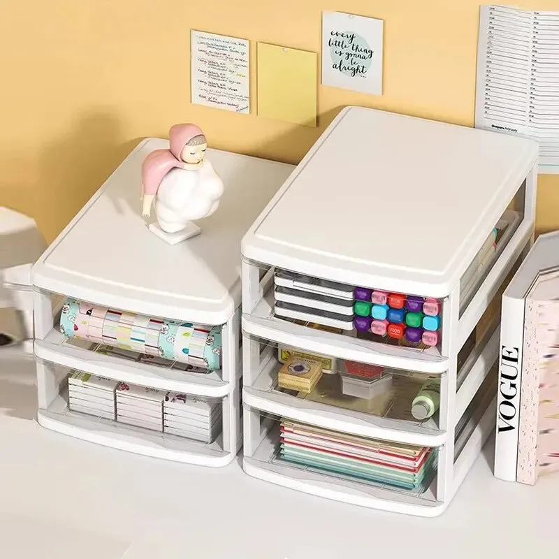 Desktop Storage Box with Drawers Office Desk Organizer for Cosmetics Stationery and Debris