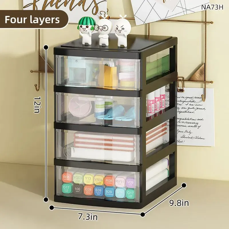 Desktop Storage Box with Drawers Office Desk Organizer for Cosmetics Stationery and Debris