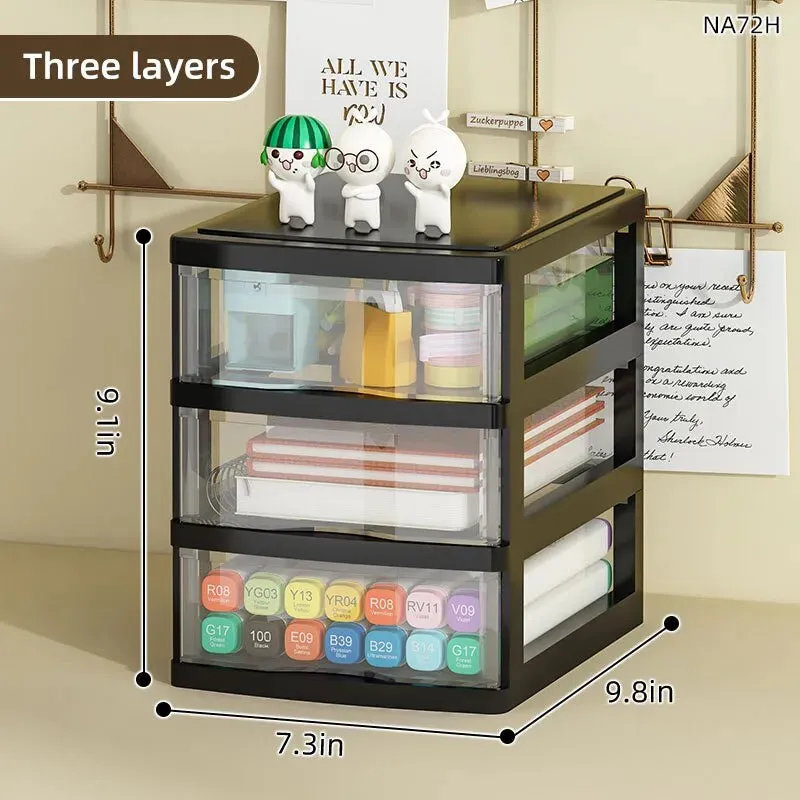 Desktop Storage Box with Drawers Office Desk Organizer for Cosmetics Stationery and Debris