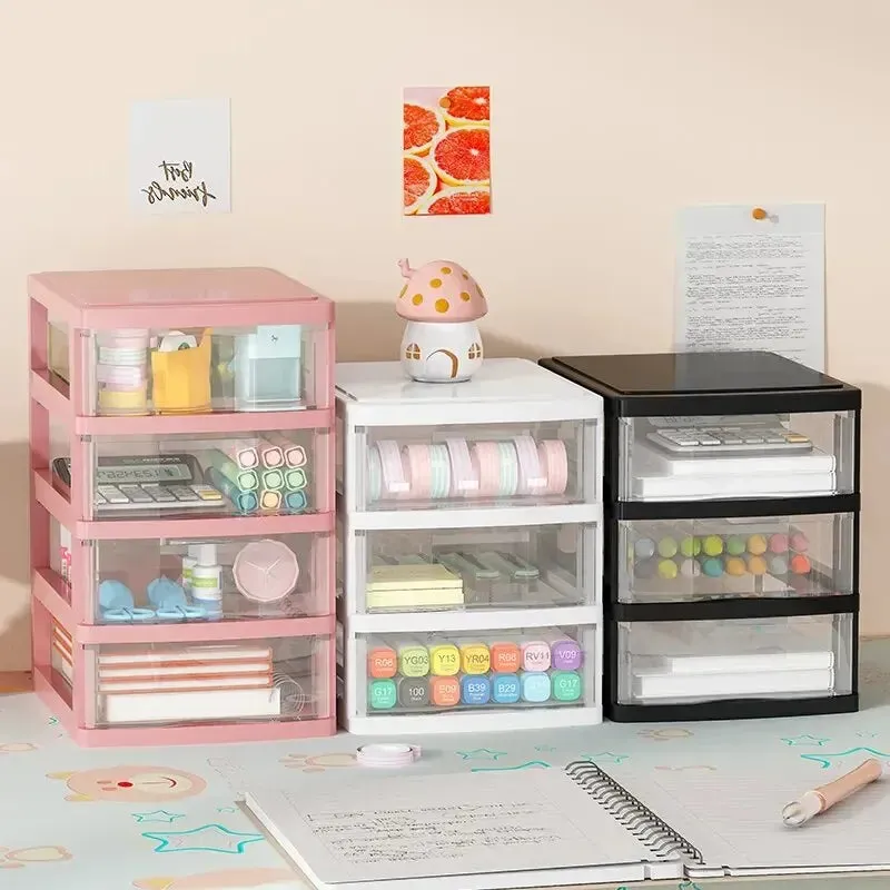 Desktop Storage Box with Drawers Office Desk Organizer for Cosmetics Stationery and Debris