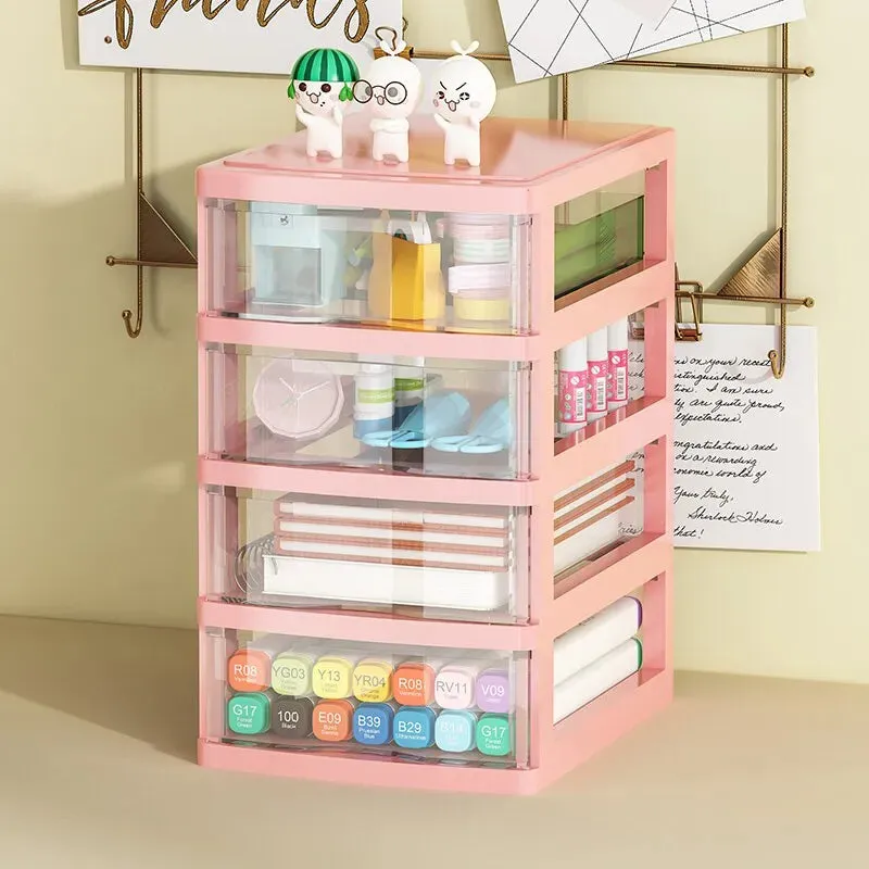 Desktop Storage Box with Drawers Office Desk Organizer for Cosmetics Stationery and Debris