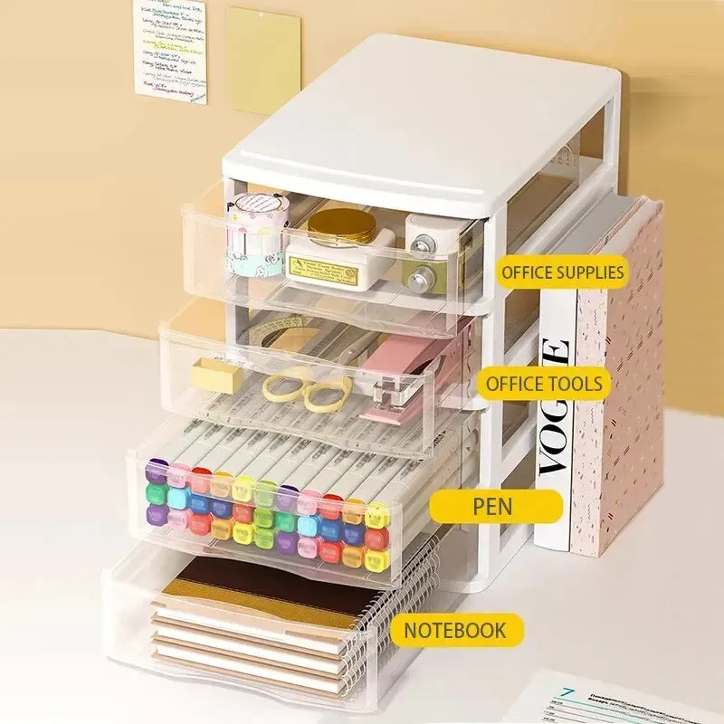 Desktop Storage Box with Drawers Office Desk Organizer for Cosmetics Stationery and Debris